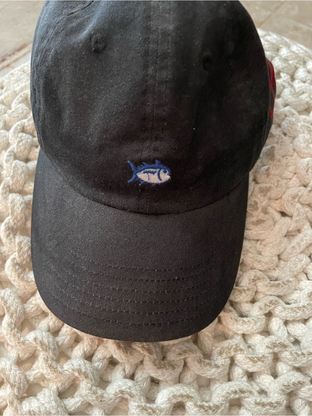 Southern Tide Black Cap with Small Blue Fish Embroidery